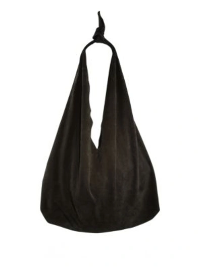 The Row Bindle Knot Suede Hobo Bag In Black