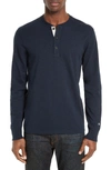 Rag & Bone Men's Standard Issue Basic Long-sleeve Henley Shirt In Navy Melange