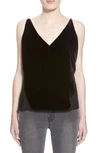 J Brand 'lucy' Velvet Front Camisole In Black