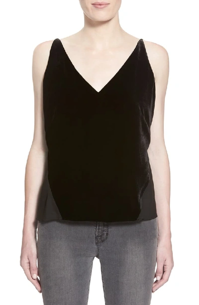 J Brand 'lucy' Velvet Front Camisole In Black