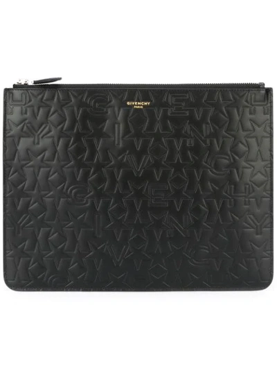Givenchy Black Large Embossed Zip Pouch
