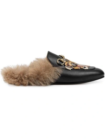 Gucci Princetown Embroidered Leather Slipper In Nocolor