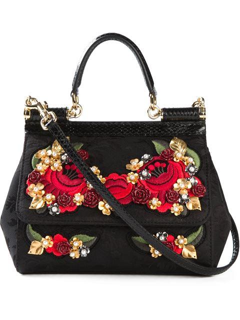 Dolce & Gabbana Small Sicily Embroidered Brocade Bag, Black | ModeSens