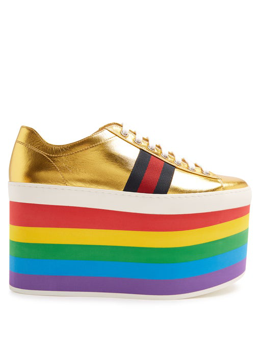 Gucci Peggy Low-top Rainbow-platform Trainers In Multicoloured High ...