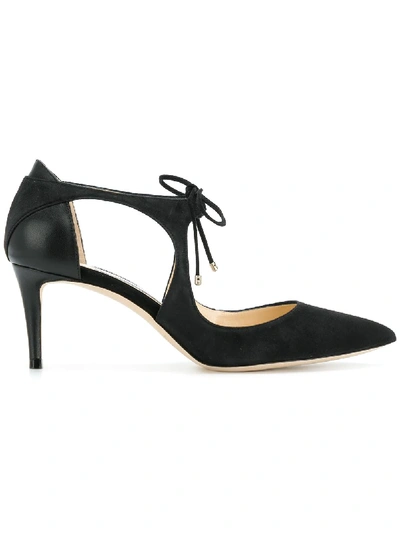 Jimmy Choo Vanessa 65 Black Suede And Nappa Leather Pointy Toe Pumps