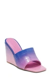 Asos Design True High Wedge Sandal In Blue/ Pink Multi