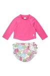 Green Sprouts Babies' Long Sleeve Rashguard & Reusable Swim Diaper Set In White Zinnia