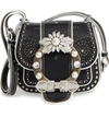 Miu Miu Dahlia Jewel-buckle Studded Leather Shoulder Bag In Nero
