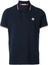 Moncler Piped Collar Polo Shirt In Blue