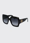 Gucci Oversized Square-frame Acetate Sunglasses In Black/ Grey