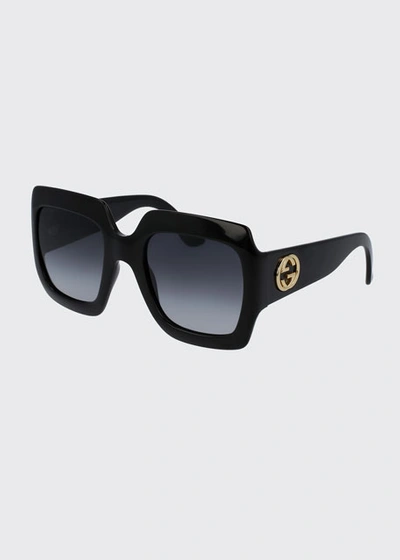 Gucci Oversized Square-frame Acetate Sunglasses In Black/ Grey