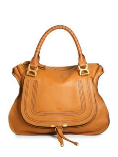 Chloé Large Marcie Leather Satchel In Tan