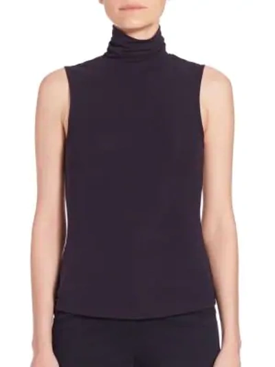 Theory Wendel Sleeveless Turtleneck Top In Deep Navy