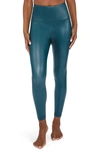 90 Degree By Reflex Fleece Lined Faux Leather Leggings In Reflecting Pond