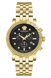 Versace Men's Swiss Chronograph V-chrono Gold Ion Plated Bracelet Watch 45mm In Yellow Gold