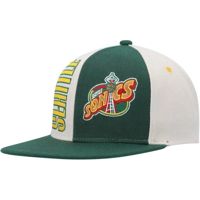 Mitchell & Ness Men's  Cream, Green Seattle Supersonics Hardwood Classics Pop Snapback Hat In Cream,green