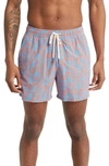 Fair Harbor The Bungalow Stripe Board Shorts In Pink Nautical Flags