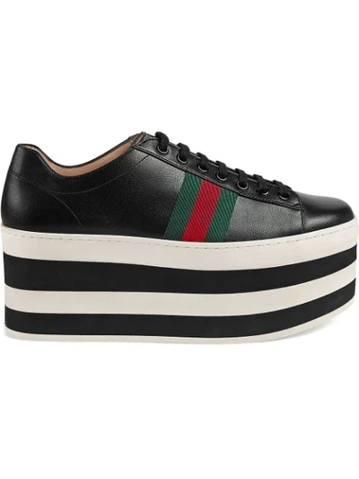 Gucci 55mm Peggy Leather Platform Sneakers In White