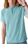 Lucky Brand Short Sleeve Henley In Harbor Blu