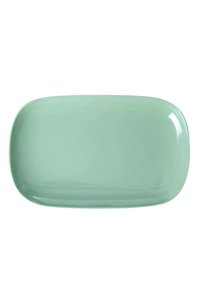 Rice Set Of Four Oblong Melamine Plates In Green