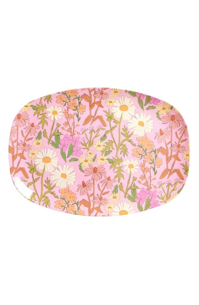 Rice Set Of Four Oblong Melamine Plates In Daisy Dearest