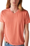 Lucky Brand Venice V-neck Burnout T-shirt In Burnt Ochr