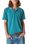 Lucky Brand Men's Venice Burnout Pique Short Sleeve Polo In Blue