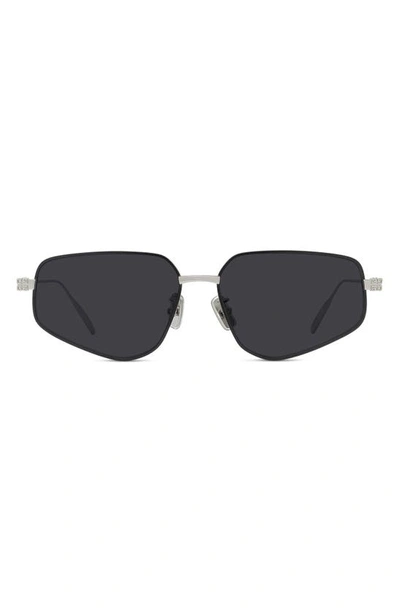 Givenchy Gv Speed Gradient Geometric Sunglasses In Shiny Palladium