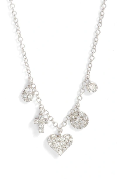 Meira T Diamond Charm Necklace In Silver