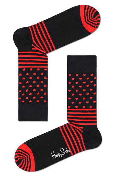 Happy Socks I Heart You Assorted 2-pack Cotton Blend Crew Socks Gift Box In Black