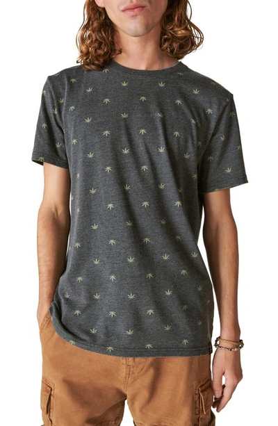 Lucky Brand Venice Leaf Print T-shirt In Grey Multi