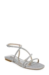 Badgley Mischka Ivie Ankle Strap Sandal In Silver Textile