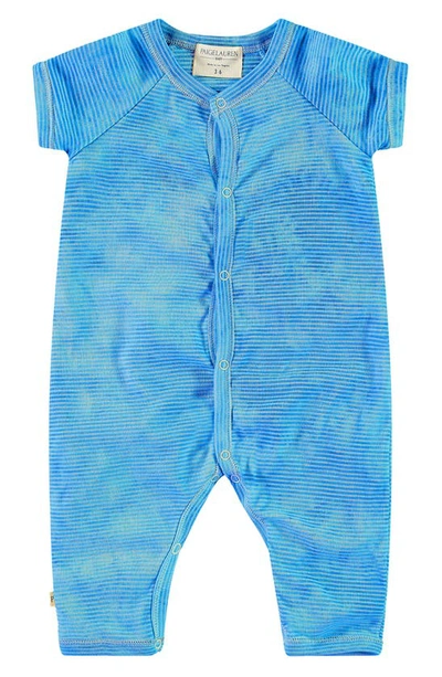 Paigelauren Babies' Marble Stripe Ribbed French Terry Romper In Marble Turquoise