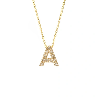Monary Diamond Intiial Necklace (14k) (16+2") In White