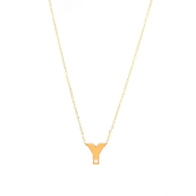 Monary 14k Yg Initial Y W/ Diamond And Chain (16+2") In Yellow