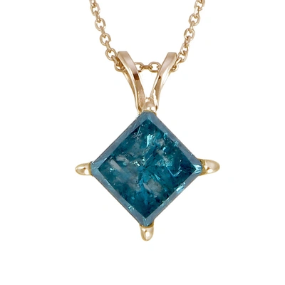 Vir Jewels 1/2 Cttw Blue Diamond Solitaire Pendant Yellow Gold Plated Over Silver Princess