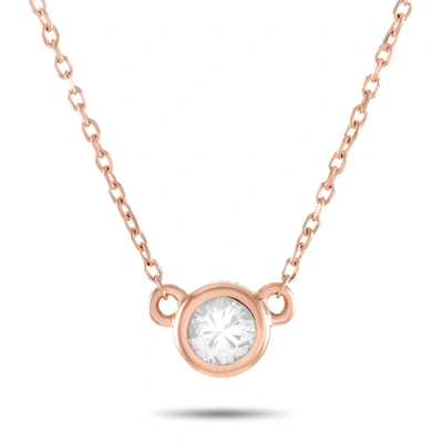 Non Branded Lb Exclusive 14k Rose Gold 0.16 Ct Diamond Pendant Necklace In White