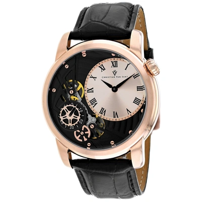 Christian Van Sant Men's Rose Gold Dial Watch In Black