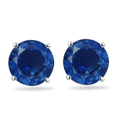 Pompeii3 1 1/4ct Blue Sapphire Studs Earrings 14k White Gold