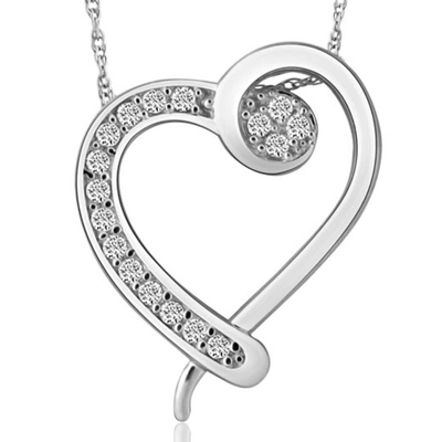Pompeii3 1/4ct Diamond Heart Pendant Necklace In 10k White, Yellow, Or Rose Gold In Silver