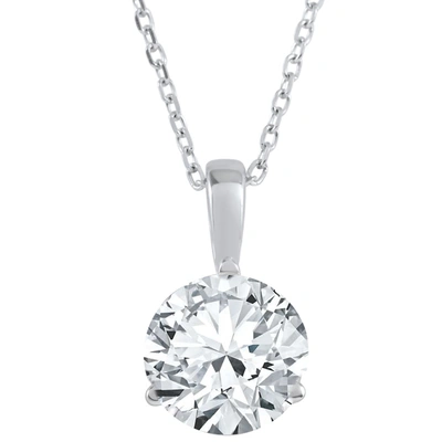 Pompeii3 1 Ct Solitaire Lab Grown Diamond Pendant Available In 14k And Platinum In Silver
