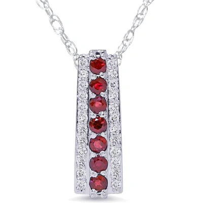 Pompeii3 1 1/2ct Ruby & Diamond Pendant 14 Karat White Gold 1" Tall In Red