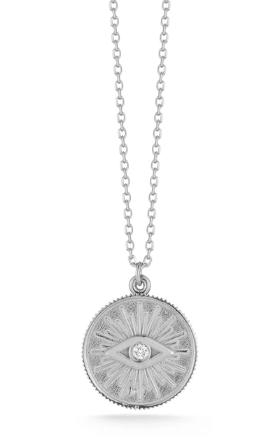 Ember Fine Jewelry 14k Gold & Diamond Evil Eye Necklace In Silver