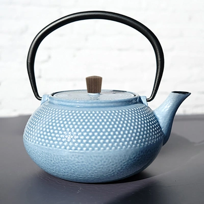 Minimal Enameled Cast Iron Teapot - Dot In Multi