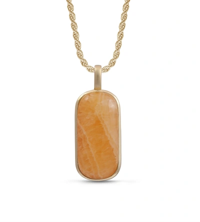 Monary Yellow Lace Agate Tag In 14k Yellow Gold Plated Sterling Silver In Brown