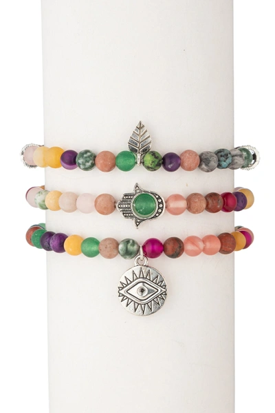 Eye Candy La Toya Bracelet Set - Rainbow Agate In Multi