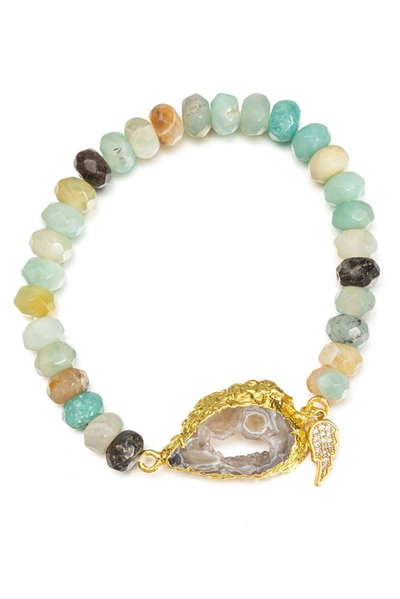 Eye Candy La Feather Beaded Bracelet In Multi