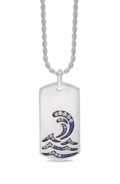 Monary Surfrider Beach Sterling Silver Blue Sapphire & Topaz Stone Tag In White