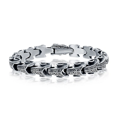 Blackjack Stainless Steel Oxidized Dragon Bracelet In White