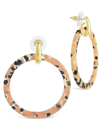 Sterling Forever 1.75" Circle Resin Stud Drops In Pink